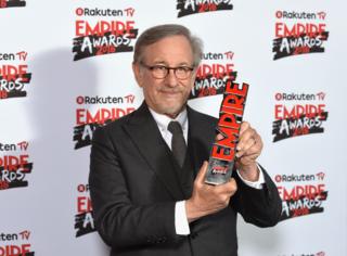 Steve Spielberg with his award