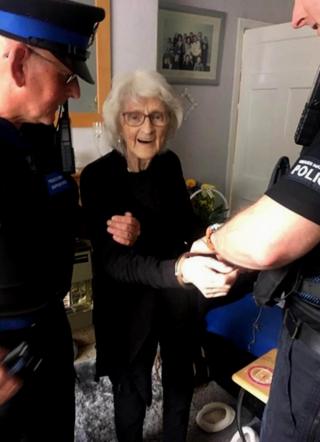 Josie Birds being arrested