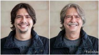 Un ejemplo del filtro de "Edad" de FaceApp