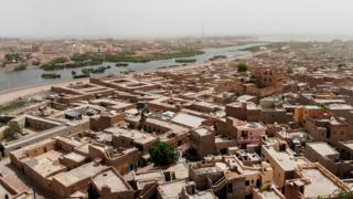 Vue aérienne de la ville de Mopti au centre du Mali