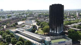 Grenfell Tower three days after the 14 June 2017 fire
