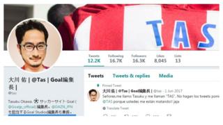 Captura de pantalla de la cuenta de Twitter de @tas