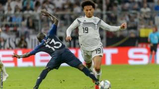 Leroy Sane yinjiye mu kibuga ku munota wa 83 asimbuye mu mukino wa gicuti wahuje Ubudage n'Ubufaransa ku wa kane