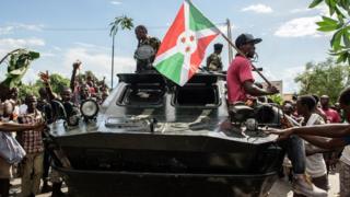 burundi failed coup celebrations on a tank