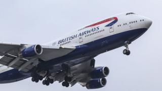 British Airways Boeing 747-400 airplane, the large jumbo jet with the nickname Queen of the skies