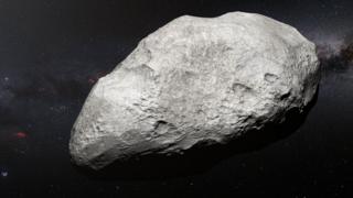 Впечатление художника о ярком астероиде без косточек на фоне звездного неба
