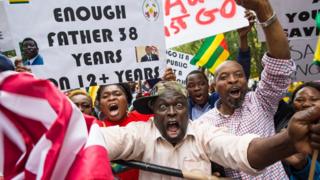 Protesters for street of Togo