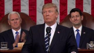 Rais Trump akitoa hotuba yake katika bunge la Congress nchini Marekani