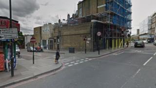Shacklewell Lane at its junction with Alvington Crescent