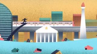 Illustration of sinking Jakarta