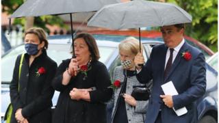 The family of John Hume arrive for his funeral at St Eugene's Cathedral