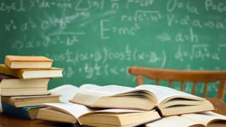 Textbooks on a desk