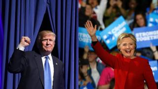 Montagem de fotos dos candidatos à presidência americana