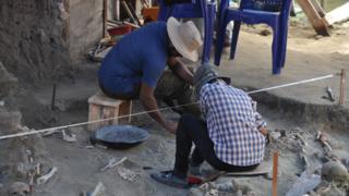 Excavations at the mass grave in Mannar