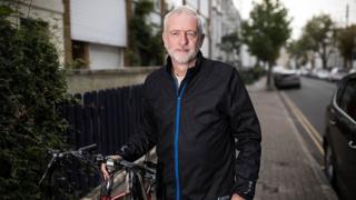 Jeremy Corbyn with bike