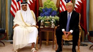 دیدار دونالد ترامپ با امیر قطر در جریان نشست عربستان سعودی