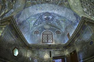 Shah Cheragh mausoleum ceiling in Shiraz, Iran