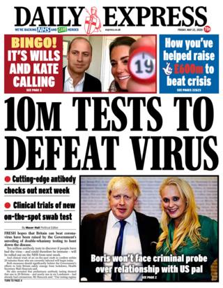 Daily Express front page 22/05/20