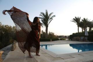 Egyptian actress Passant Shawky pose during a photo shoot at the El Gouna film festival on the Red Sea in Egypt on September 25, 2018.