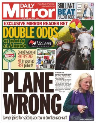 Front page of the Daily Mirror