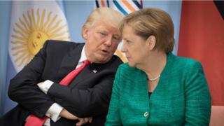 Трамп и Меркель на саммите "Большой двадцатки"