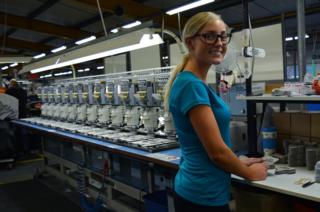 Casey at her machine