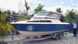 A picture of the fishing boat five men were allegedly intending to pilot to Indonesia