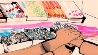 ภาพวาดประกอบ คนจับมือกัน
