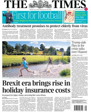 The Times front page 13/07/20