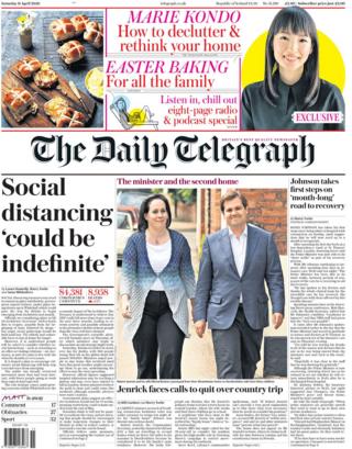 The Daily Telegraph front page 11 April