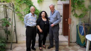 Radha and her husband with Colin Thubron