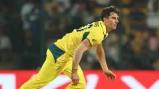 Australia's Pat Cummins bowling