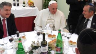 A four-course luncheon Francis hosted for a dozen Argentine rabbis - January 2014