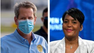 Governor Brian Kemp and Atlanta Mayor Keisha Lance Bottoms