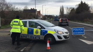 Scene of collision in Corringham Road, Gainsborough