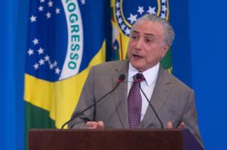 Brazilian President Michel Temer pictured at Planalto Palace in Brasilia on November 9, 2016.