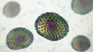 Увеличенное трехмерное изображение вируса гриппа
