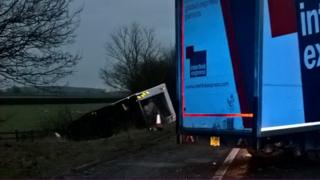 Overturned lorry