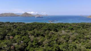 Cruise ship in the bay of Komodo