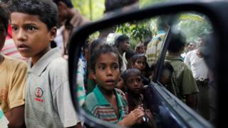 Rohingya Muslim boys stand in U Shey Kya village outside Maungdaw in Rakhine state, Myanmar October 27, 2016