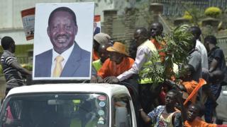 Party supporters of opposition leader Raila Odinga at a rally in Nairobi in April 2017