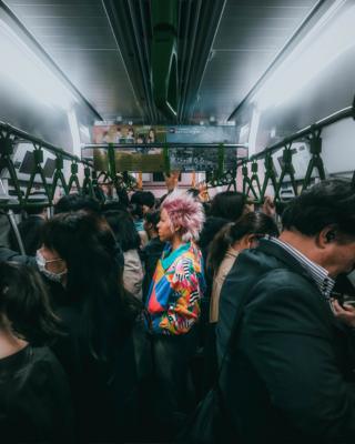 Commuters on a train