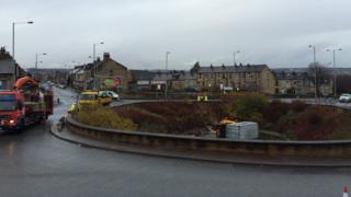 crash bradford subway lorry driver dead found wakefield roundabout a650 happened gmt caption road