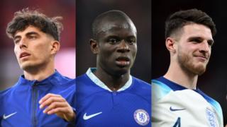 Kai Havertz, N'Golo Kante and Declan Rice