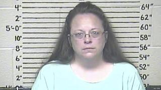 Rowan County clerk Kim Davis is shown in this booking photo provided by the Carter County Detention Centre in Grayson, Kentucky on 3 September 2015