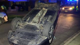 Car flipped over