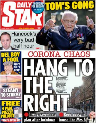 Daily Star front page, 17/4/20