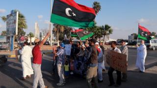 A protest in Benghazi against draft agreement talks backed by the UN (18 September)