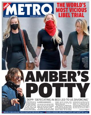 Metro newspaper front page