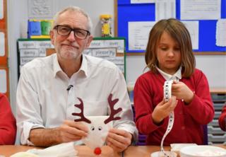 Jeremy Corbyn at an arts and crafts session at Sandylands Community Primary School in Morecambe.